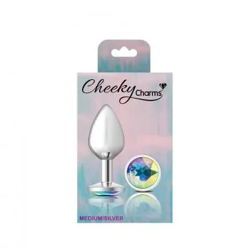 Seductucom Anal Cheeky Charms Round Clear Iridescent Medium Silver Plug Seductucom Anal Cheeky Charms Round Clear Iridescent Medium Silver Plug