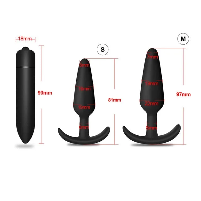 Anal Black Silicone Plug Multiple Styles and Sets in Small Medium Large Kinkpod