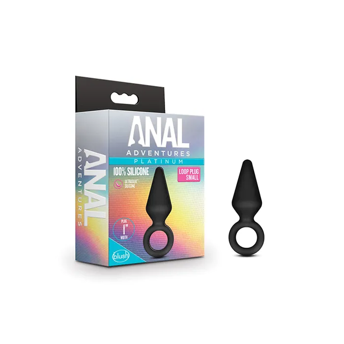 Male Sex Toys Blush Platinum Silicone Loop Plug Small Blk