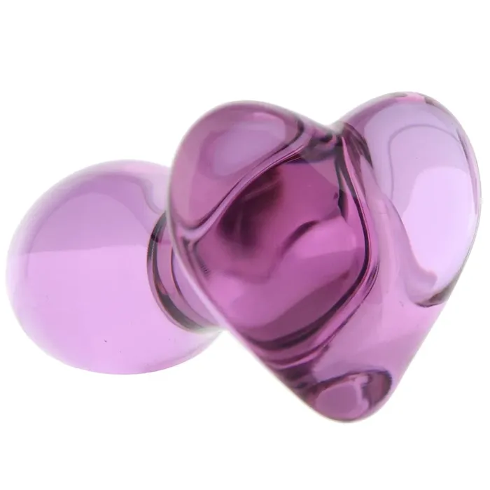 ns novelties Crystal Glass Heart Plug in Purple pink cherry Anal