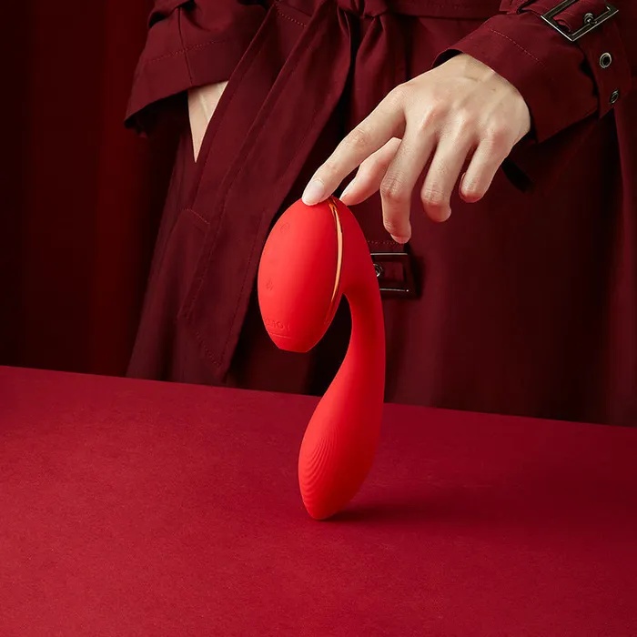 Suction Vibrators Womens Automatic Heating Sucking Clitoral Multifrequency Vibrator Silicon Red House of Dasein Vibrators