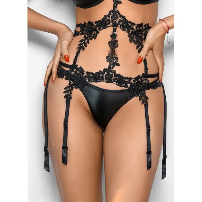 Stretch Wetlook Strappy GString Black Large Axami Lingerie Anal