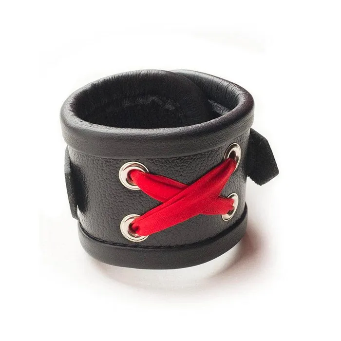 Red Laced Leather Wrist Cuffs vendorunknown Restraints