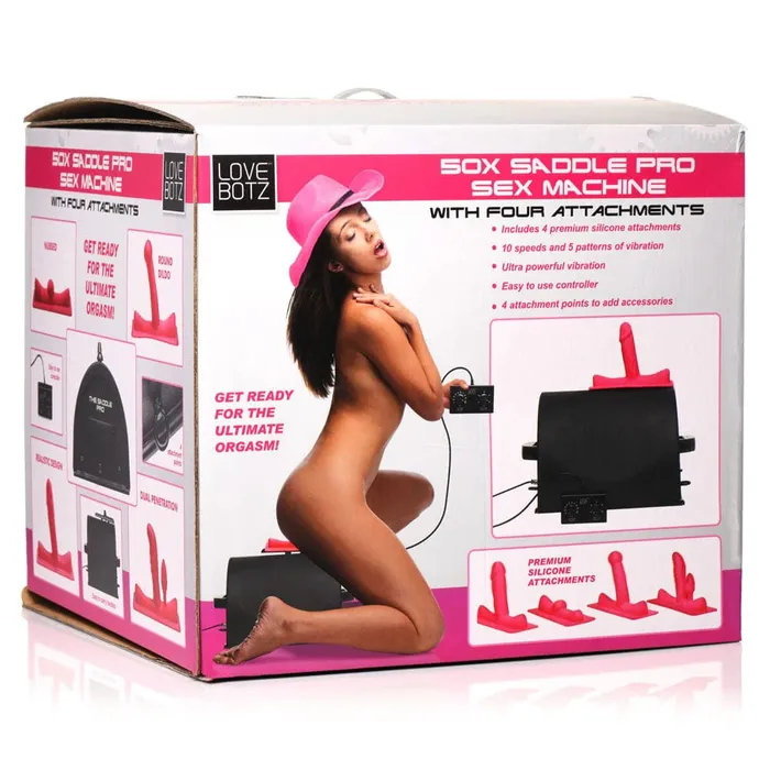 XR Brands Female Sex Toys LoveBotz 50X Saddle Pro Sex Machine With 4 Attachments