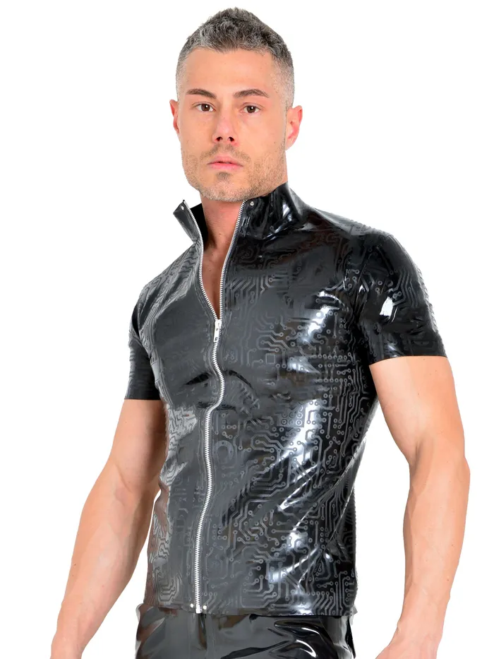 HonourSkintwocom Male Sex Toys Collared Circuit TShirt with Zip