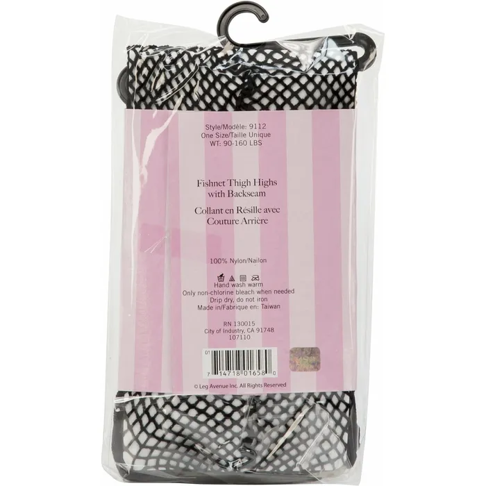 Leg Avenue Fishnet Thigh Highs with Backseam Black One Size Leg Avenue Bodystockings Playsuits