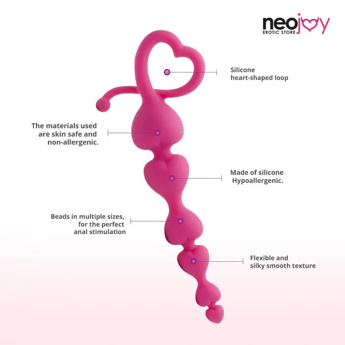 Neojoy Neojoy Love Anal Beads Silicone Large Pink 7 Inch 18cm Anal