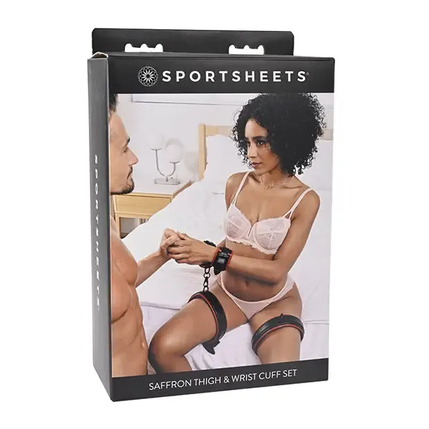 Sportsheets Male Sex Toys Sportsheets Saffron Adjustable Thigh Wrist Cuff Set Sportsheets Male Sex Toys Sportsheets Saffron Adjustable Thigh Wrist Cuff Set
