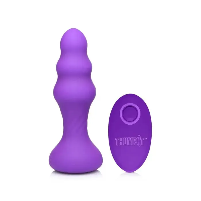 Thump It Male Sex Toys 7x Slim Ribbed Thumping Silicone Anal Plug