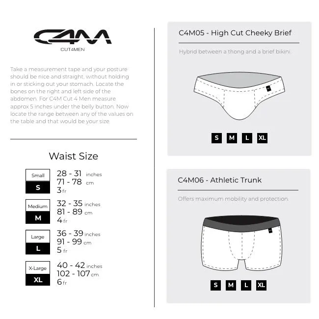CUT 4 MEN Mens Underwear C4M Low Rise Bikini Brief Provocative Tattoo