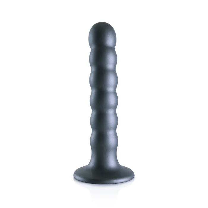 Dildos Shots Toys Shots Ouch Liquid Silicone Beaded GSpot 5 Inch Dildo Gun Metal