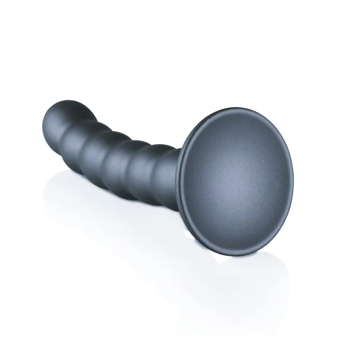 Dildos Shots Toys Shots Ouch Liquid Silicone Beaded GSpot 5 Inch Dildo Gun Metal