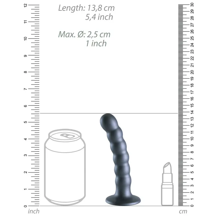 Dildos Shots Toys Shots Ouch Liquid Silicone Beaded GSpot 5 Inch Dildo Gun Metal