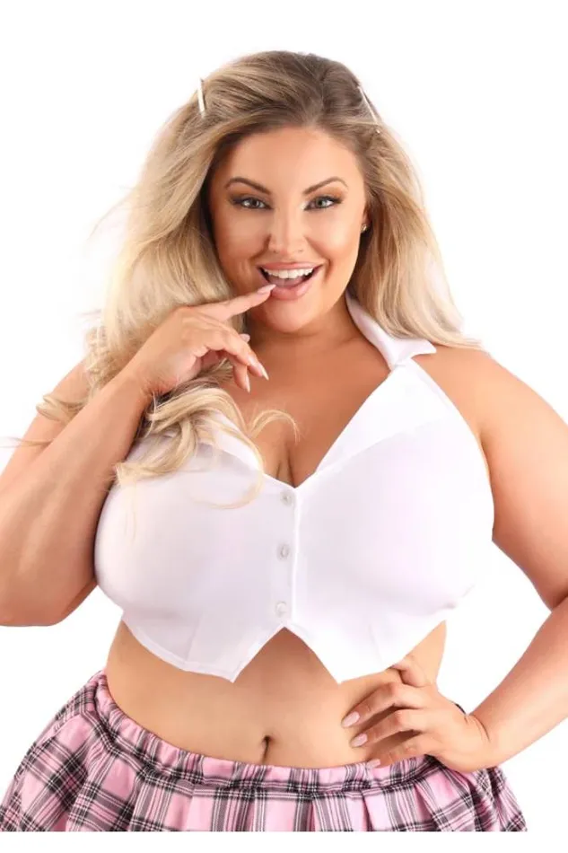 Fantasy Lingerie Play Collared Halter Top Assorted Colors Plus Size Fantasy Lingerie Plus Size