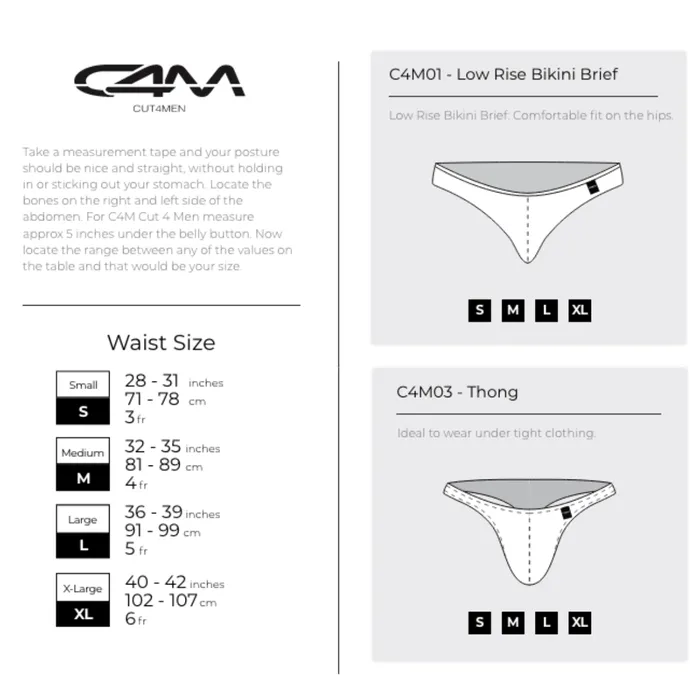 Mens Underwear CUT 4 MEN C4M Low Rise Bikini Brief Provocative Snake