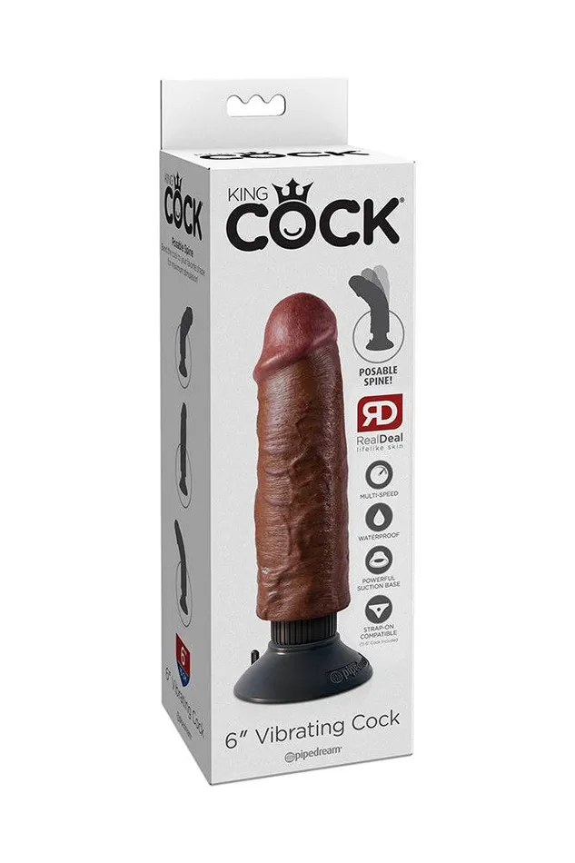 Pipedream Dildos Pipedream King Cock Vibrating Realistic Cock 6 inch Brown