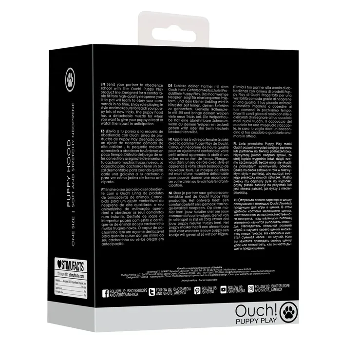 Shots Ouch Puppy Play Neoprene Mask Black Shots Toys Anal