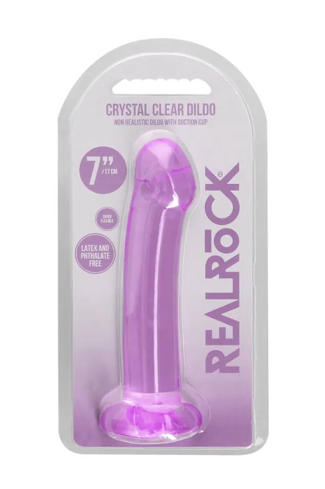 Shots Toys Dildos Shots Toys RealRock 7 Crystal Clear NonPhallic Dildo Purple