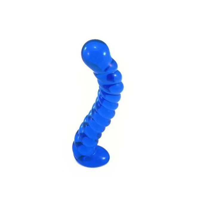 Lovegasm Dildos Curved Glass Spiral 7 Blue Dildo Training