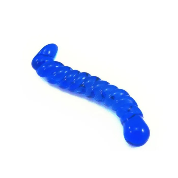 Lovegasm Dildos Curved Glass Spiral 7 Blue Dildo Training
