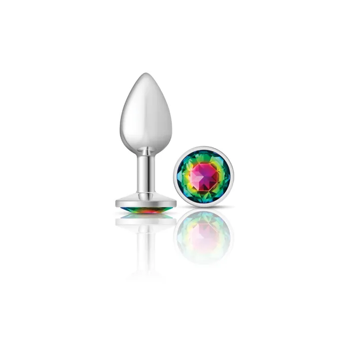 Viben Cheeky CharmsSilver Metal Butt Plug RoundRainbowSmall Anal